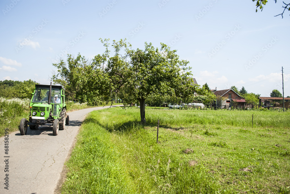Rural scene - tractor on the road