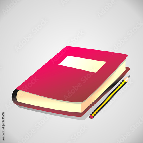 Conjunto de agenda y lápiz. Ilustración vectorial