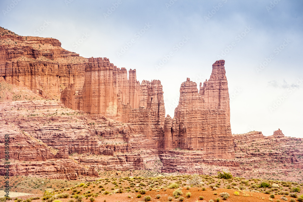 Famous Fisher Towers in Utah near Arches National Park