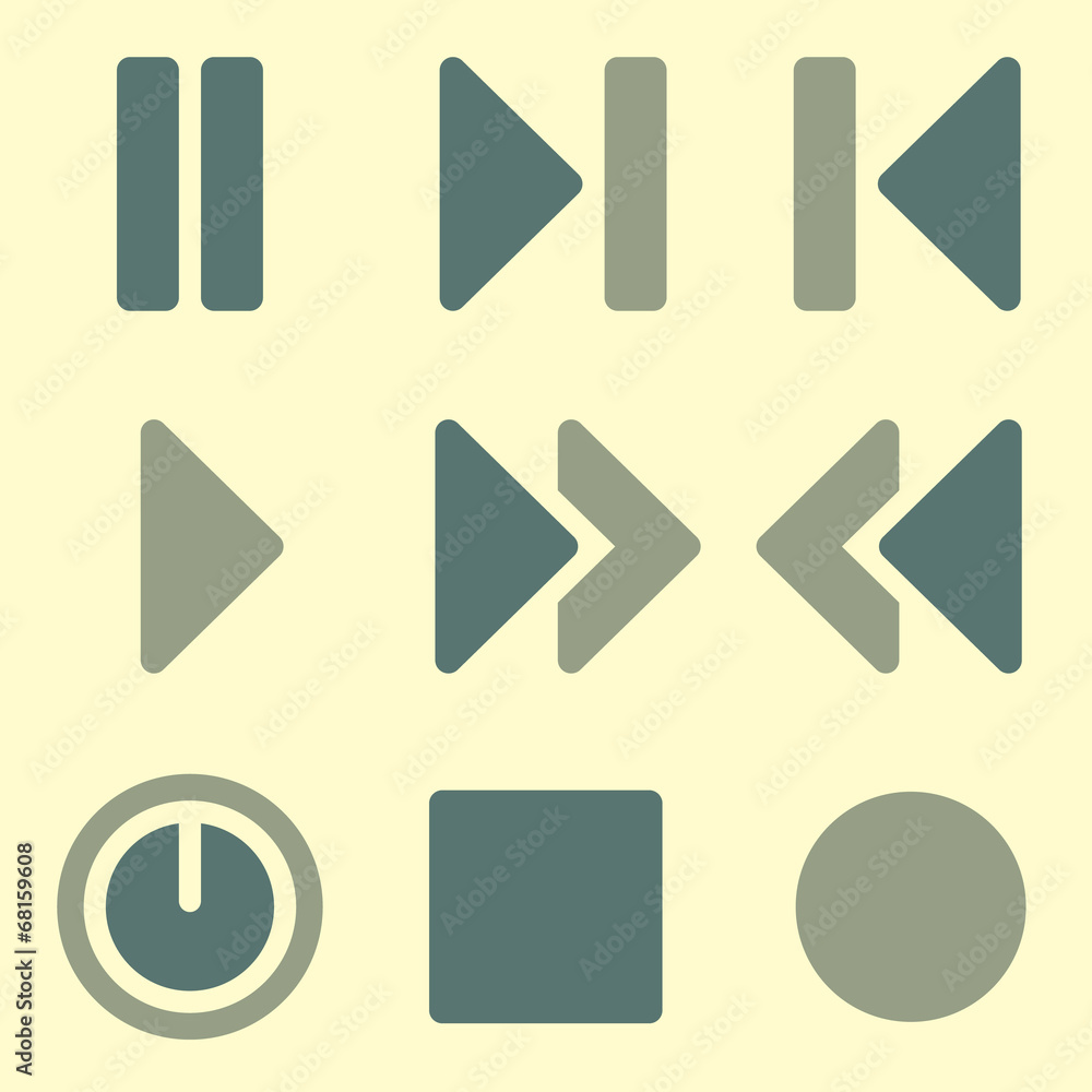 Media player web icons set Media player web icons set