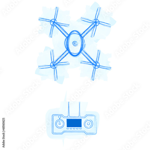Sketch vector illustration of quadracopter