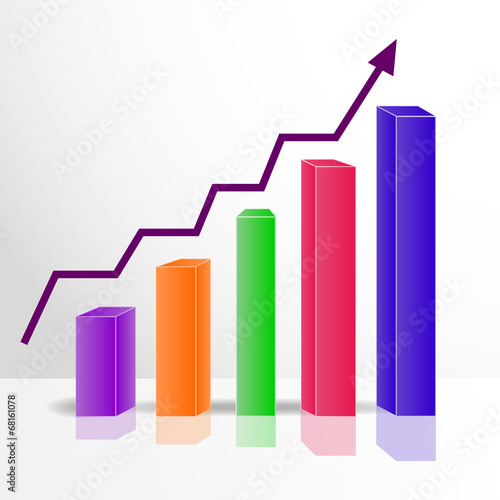 Free Download Color 3D growth chart on the mirror surface, vector - GFXLoad