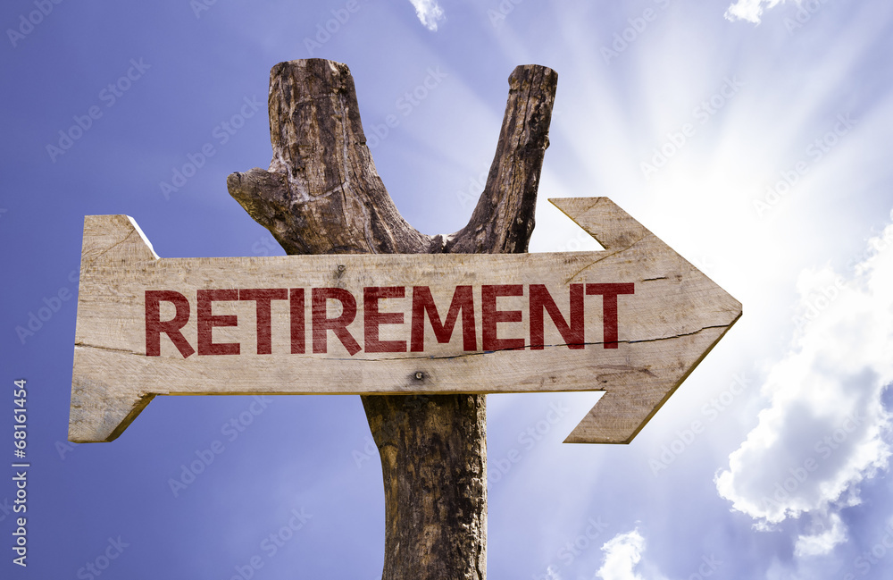 Retirement wooden sign isolated on white background