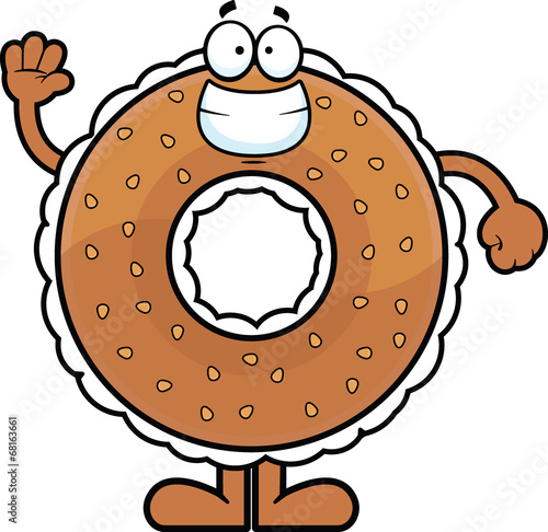 Cartoon Bagel Waving