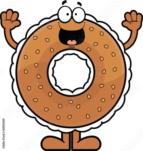 Cartoon Bagel Happy