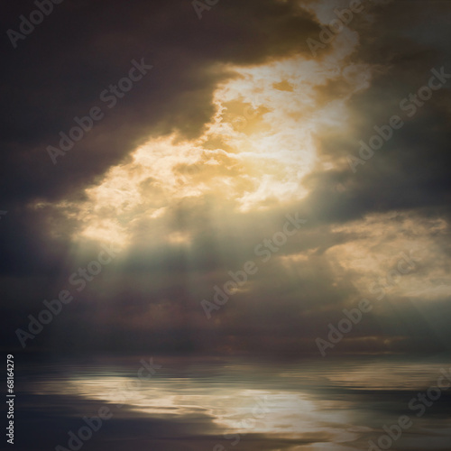 Dramatic sky over sea.