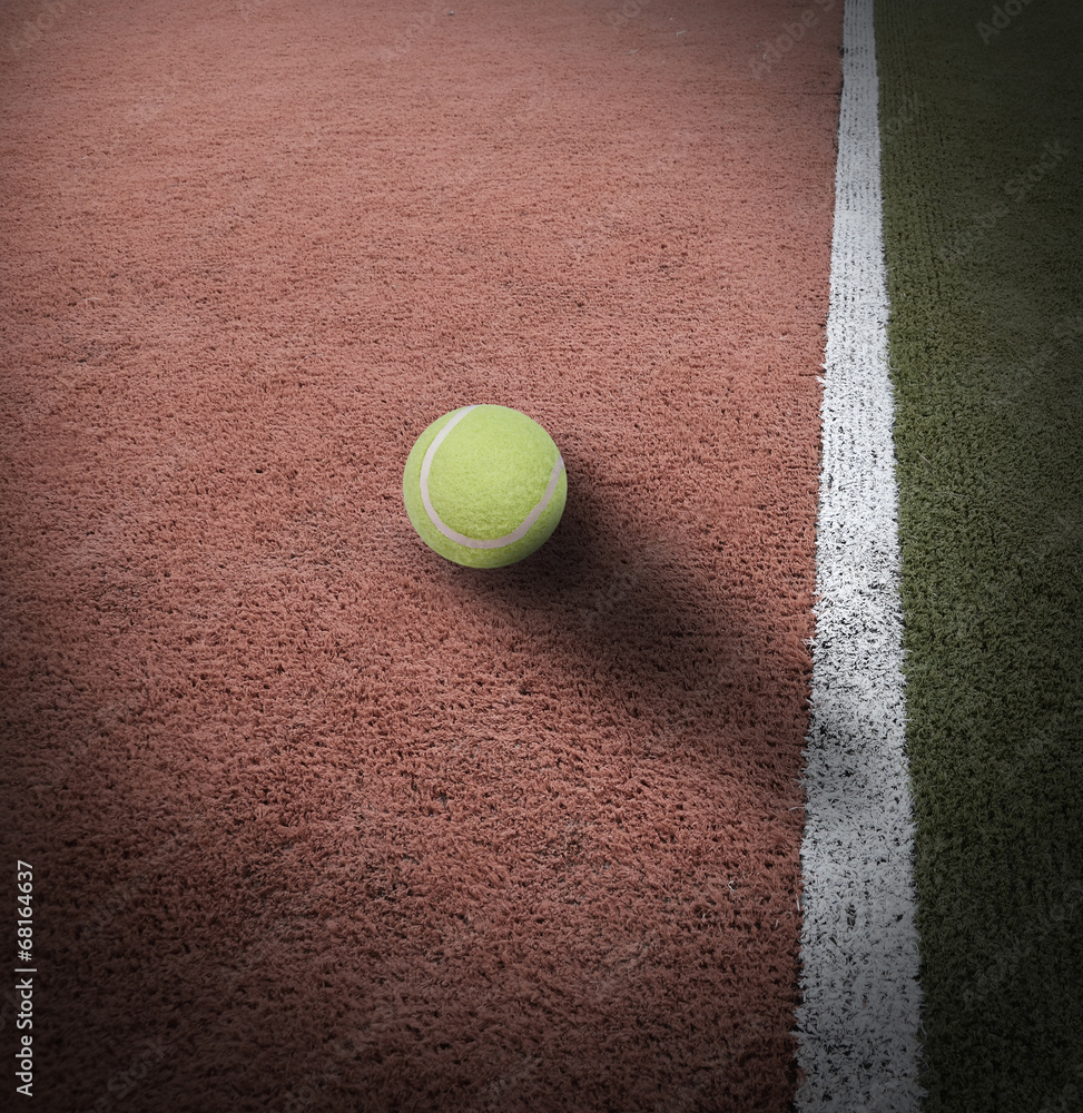 Tennis ball on court grass play game background sport for design