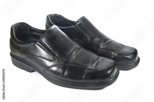 Men's leather shoes on white background