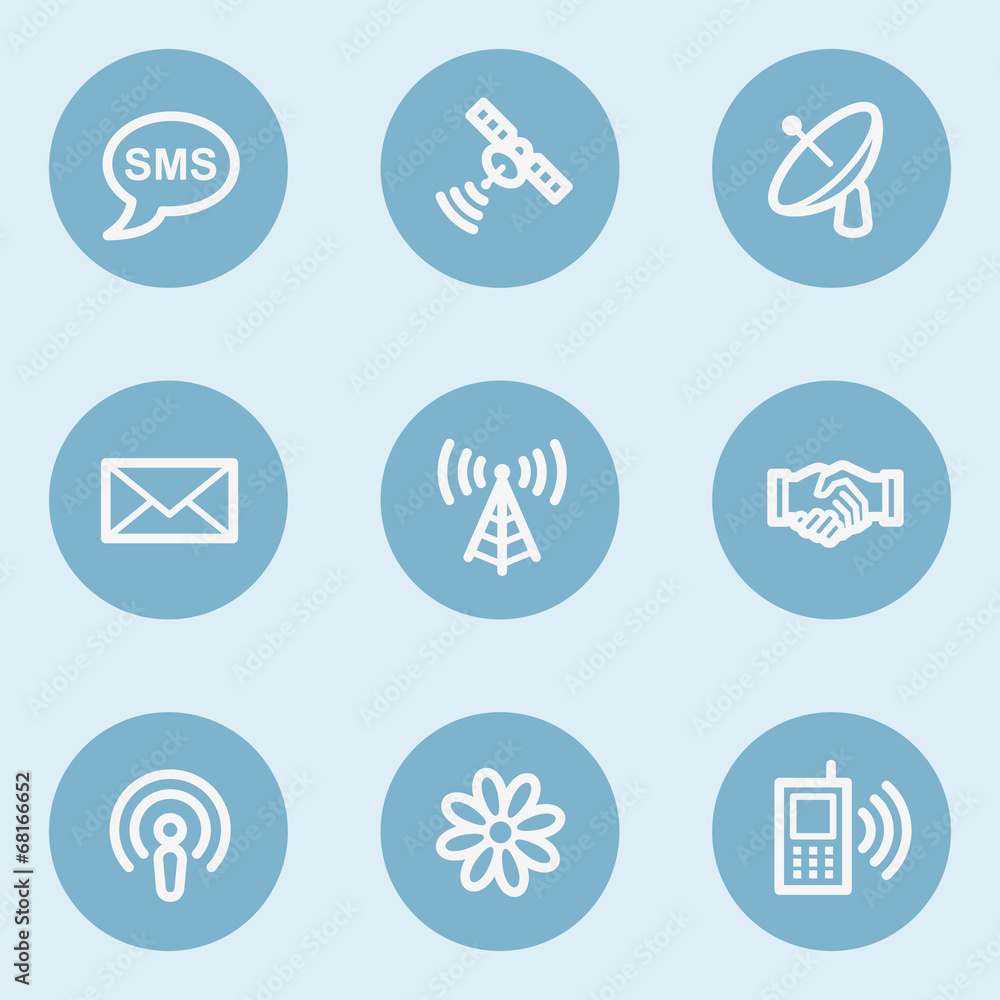 Communication web icons, blue buttons Communication web icons, blue buttons