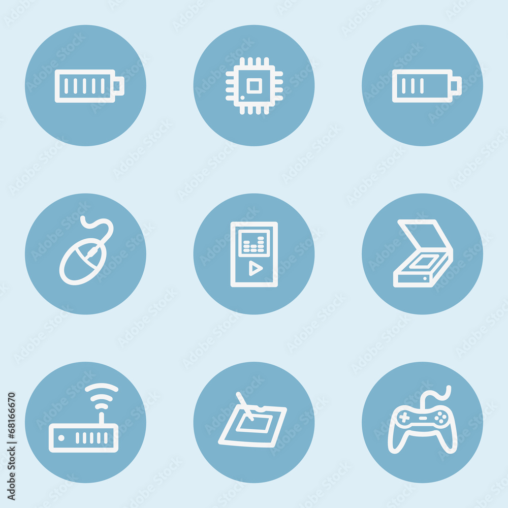 Electronics web icon set 2, blue buttons Electronics web icon set 2, blue buttons