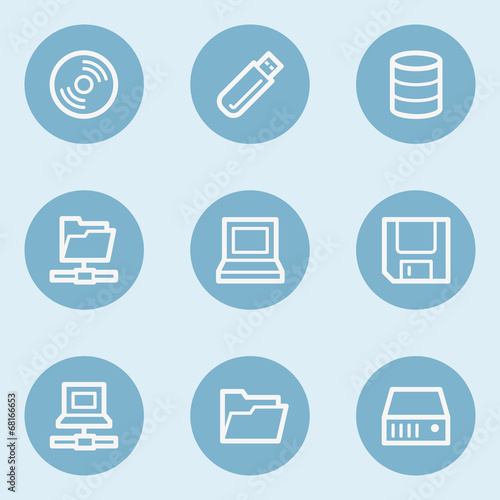 Drives and storage web icons,  blue buttons