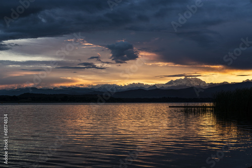Sunset and Mount Rosa from Varese Lake
