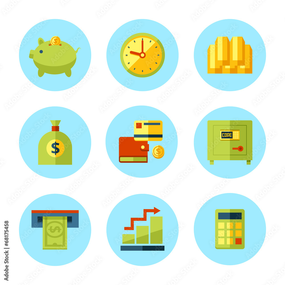 Vector finance and money icon set. Vector finance and money icon set.