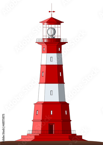Detailed Lighthouse - isolated on white