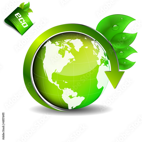 Eco background with green leaves and water drops