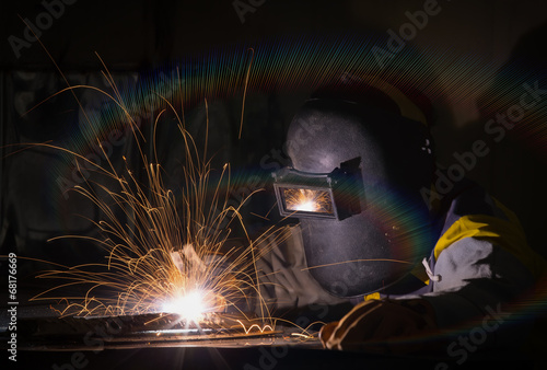 worker work hard with welding process