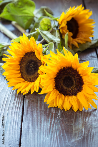 Fototapeta Naklejka Na Ścianę i Meble -  Sunflowers on table