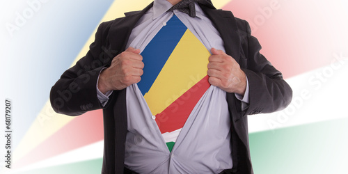 Businessman with Seychelles flag t-shirt