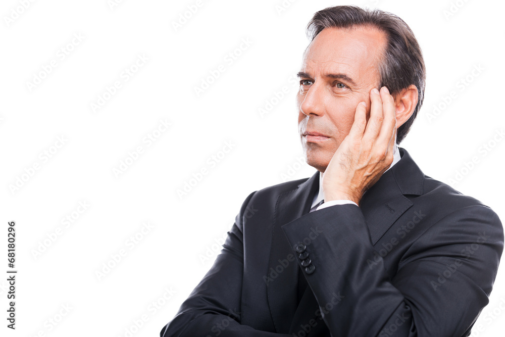 Thinking about his business future. Thinking about his business future.