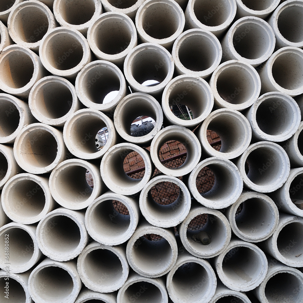 Concrete pipes stacking, background and pattern Concrete pipes stacking, background and pattern