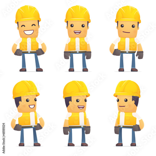 set of contractor character in different poses