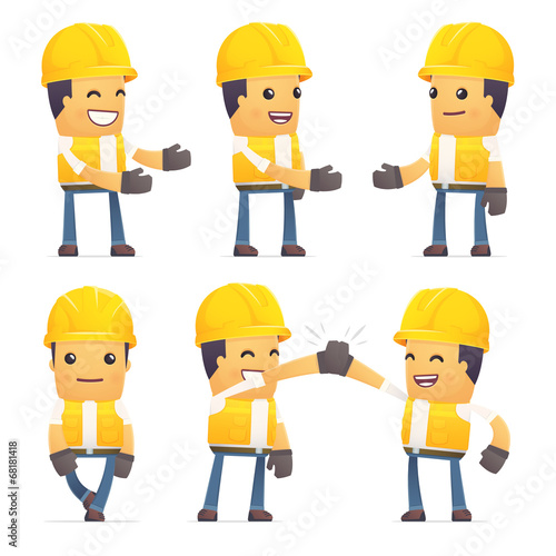 set of contractor character in different poses