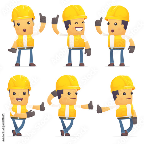 set of contractor character in different poses