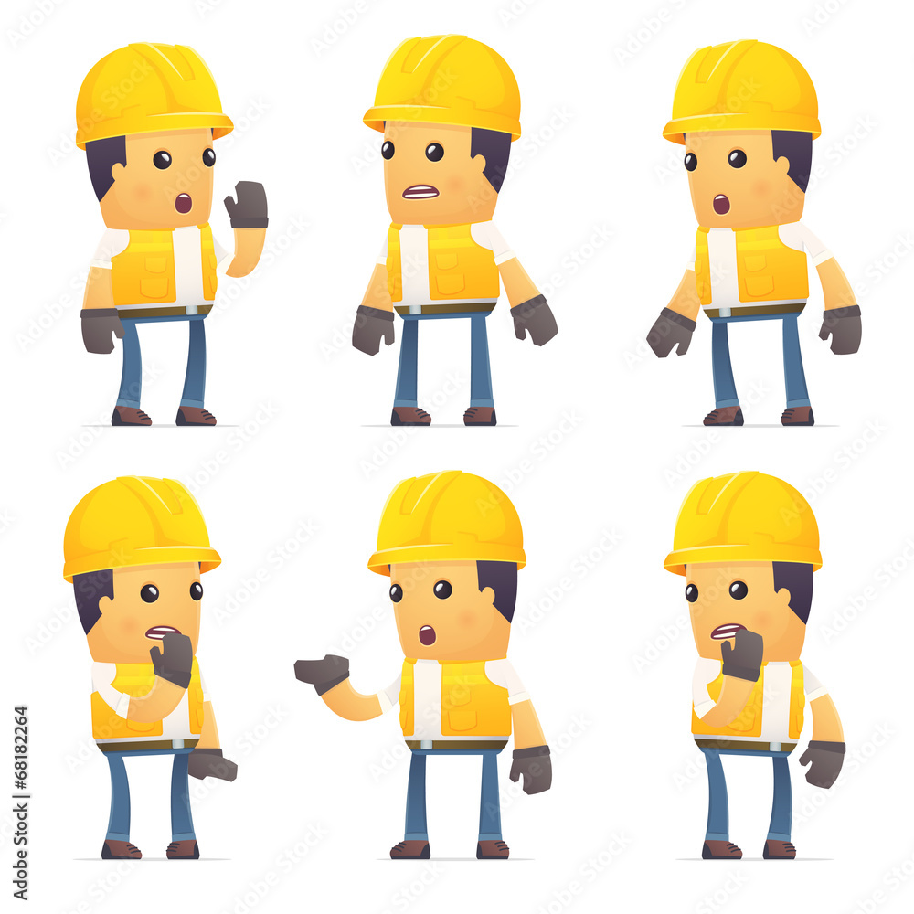 set of contractor character in different poses set of contractor character in different poses