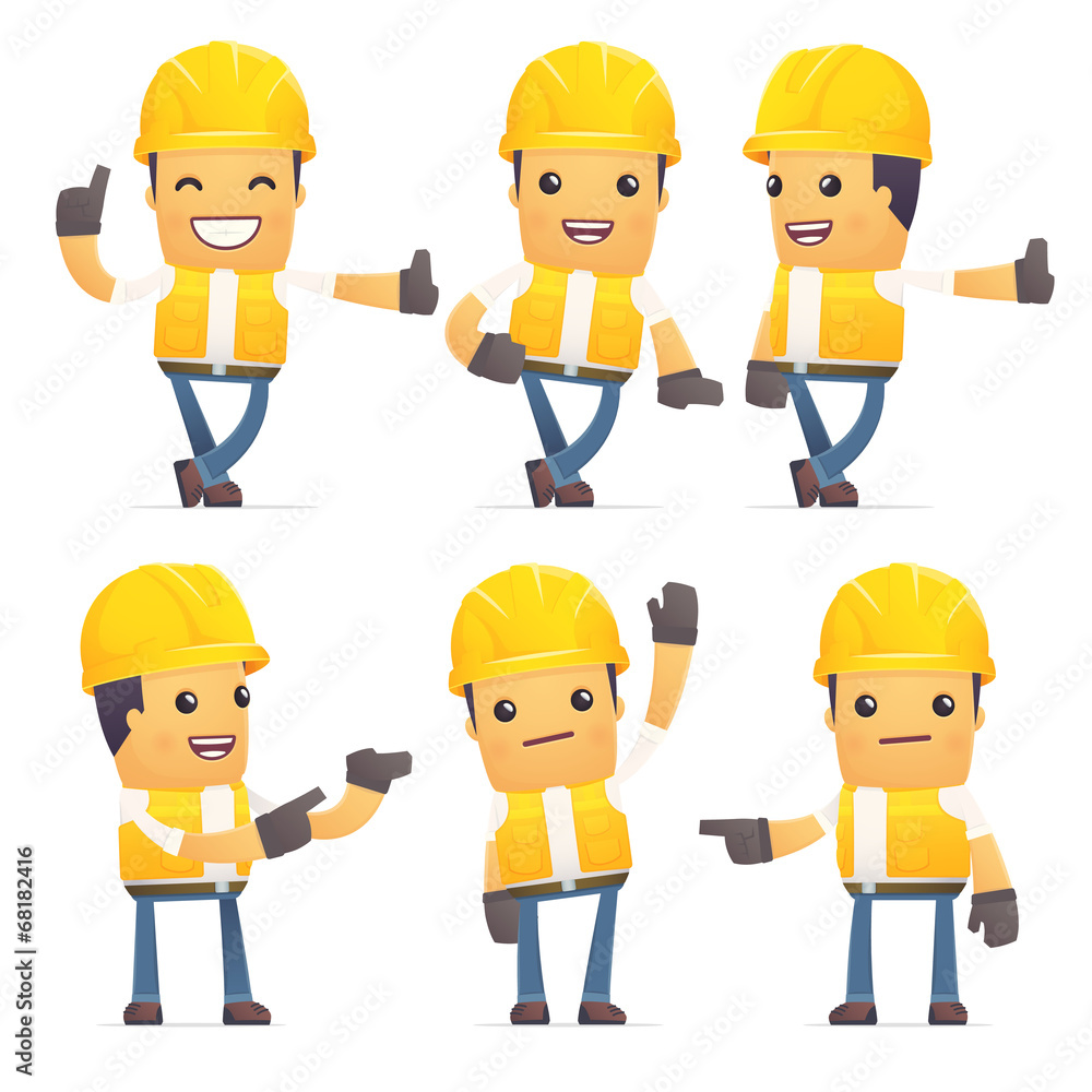 set of contractor character in different poses set of contractor character in different poses