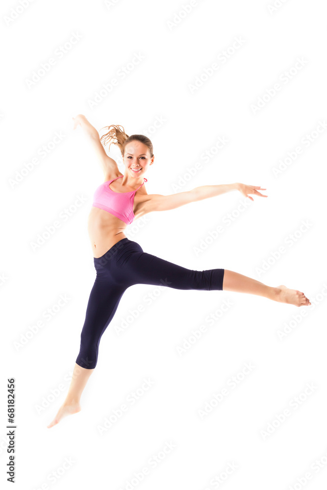 Sporty girl doing stretching exercises