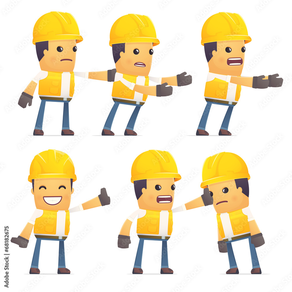 set of contractor character in different poses set of contractor character in different poses