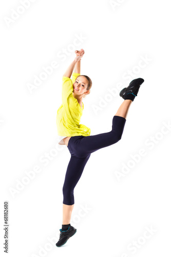 Sporty girl doing stretching exercises © BestForYou