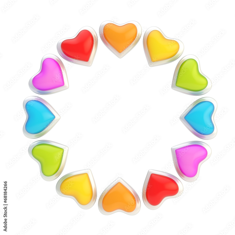 Round frame made of hearts isolated Round frame made of hearts isolated