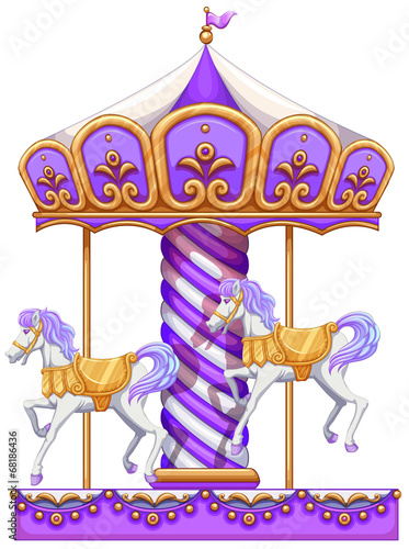 A purple merry-go-round ride