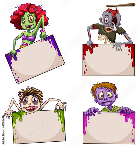 Zombies with empty signboards