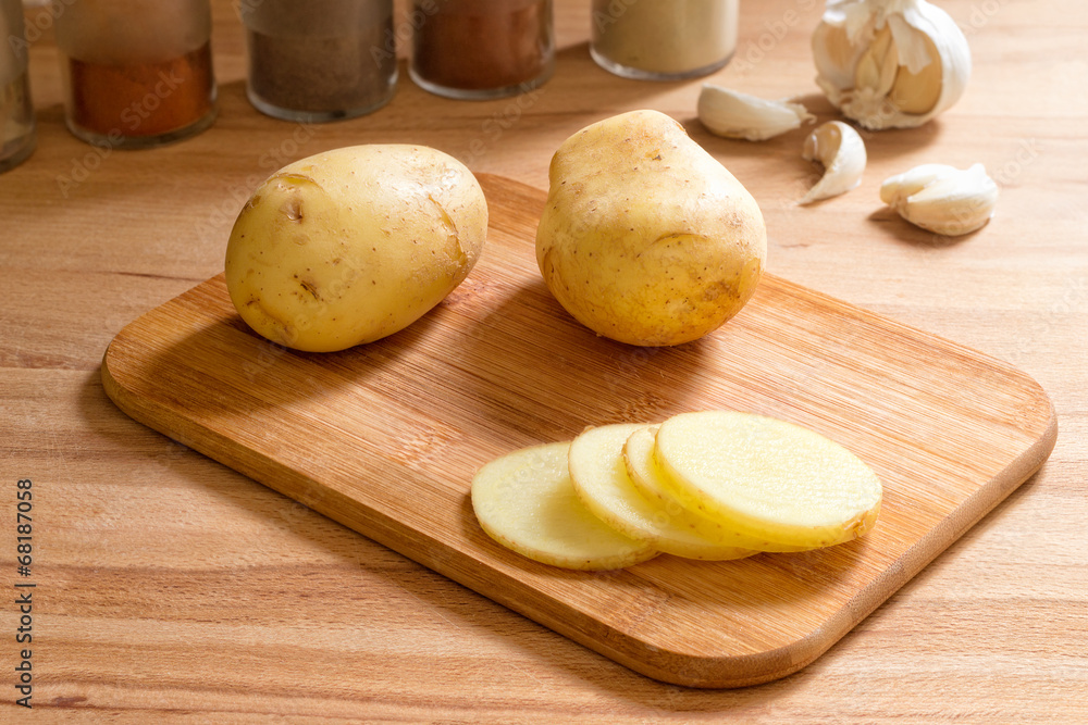 Sliced new potatoes.