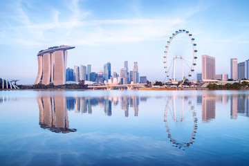 Fotobehang Singapore Wolkenkrabbers van Singapore stadscentrum  © fazon