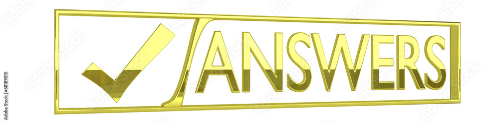 glossy golden icon with answers sign glossy golden icon with answers sign