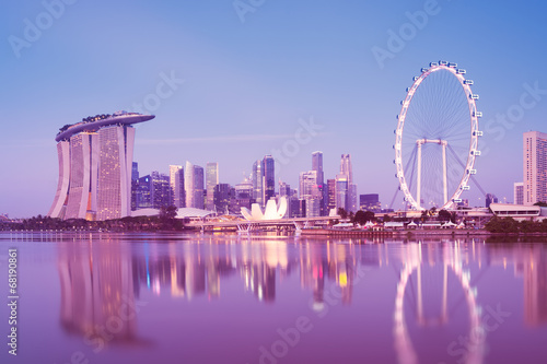 Singapore Skyline at night.