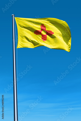New Mexico (USA) flag waving on the wind