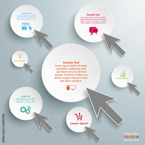 White Circles Mouse Clicks Infographic