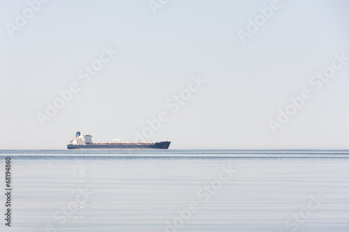 Tanker or freighter at sea