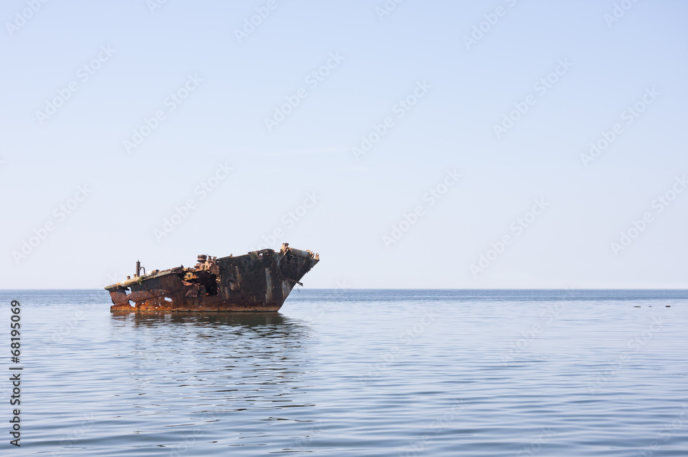 Old ship wreck in the sea