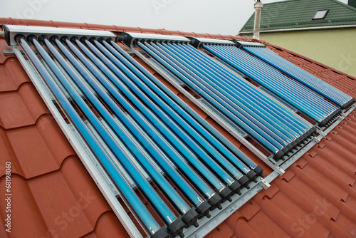 Vacuum collectors- solar water heating system photo