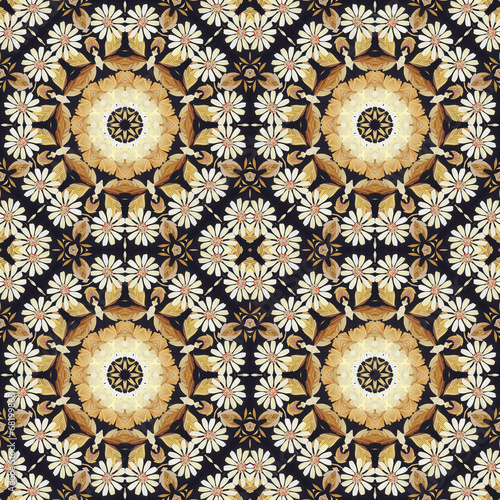 Wallpaper Mural Seamless ornament, straw and bark on fabric Torontodigital.ca