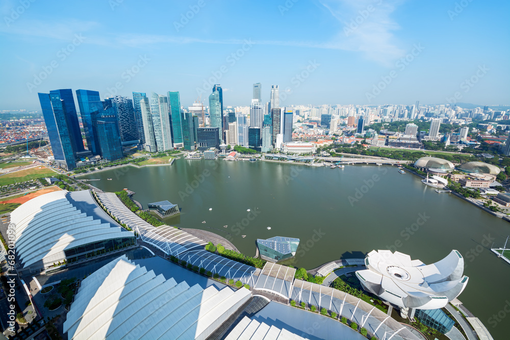 Obraz premium Aerial view of Singapore skyline