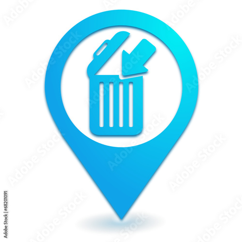 jeter à la poubelle sur symbole localisation bleu