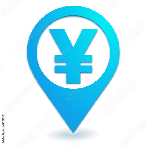 yen sur symbole localisation bleu