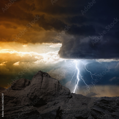 Lightning in mountain