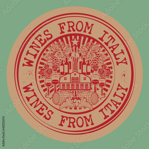 Stamp or label with words Wines From Italy